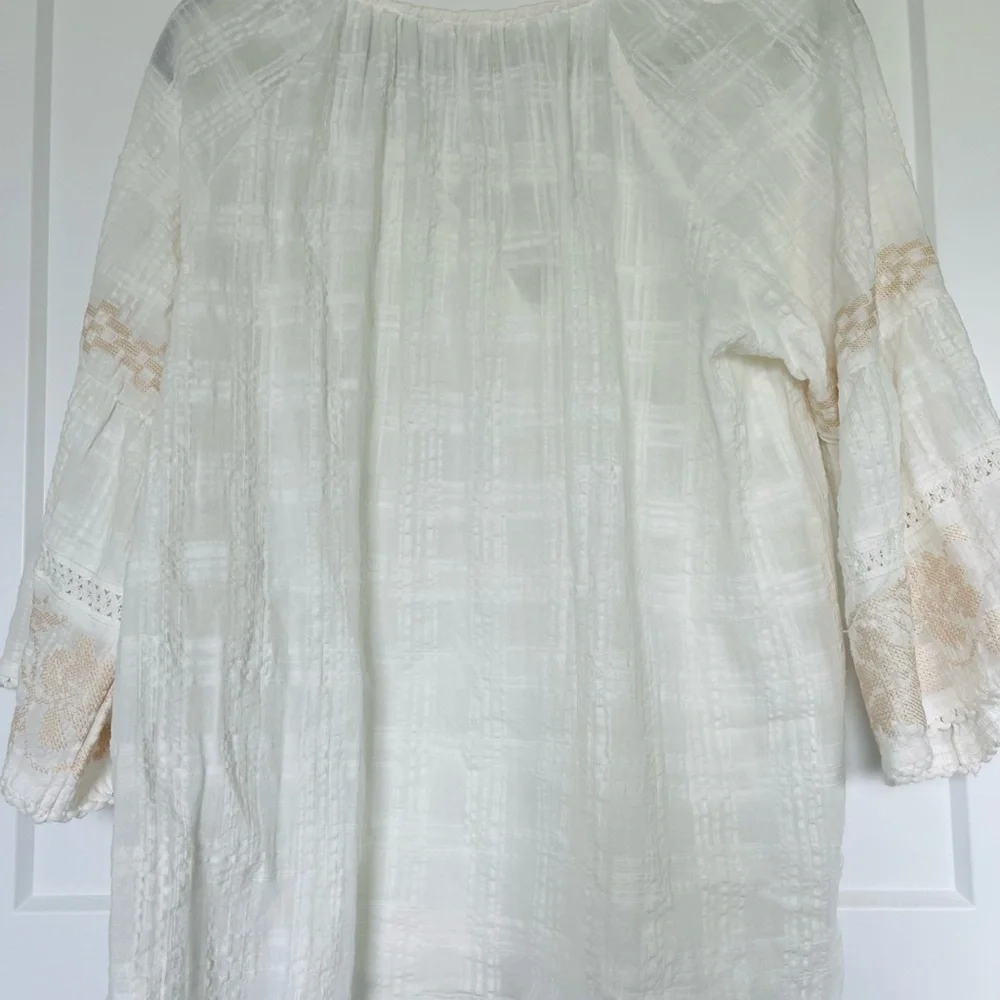 NWT Lovestitch Emma Cotton Embroidered Bohemian Blouse White Women's Top, Large‎ - Picture 5 of 9